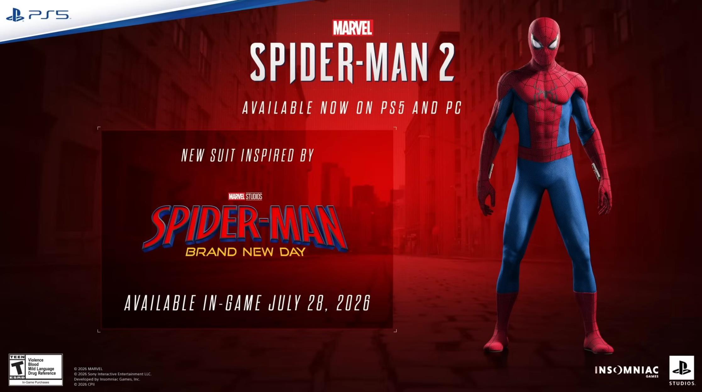 "Marvel's Spider-Man 2" free update is here! "Spider-Man: New Day" crossover suit will be launched on July 28