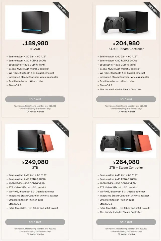 Steam Machine sold out in Japan within 48 hours, with the highest selling price exceeding $1,600